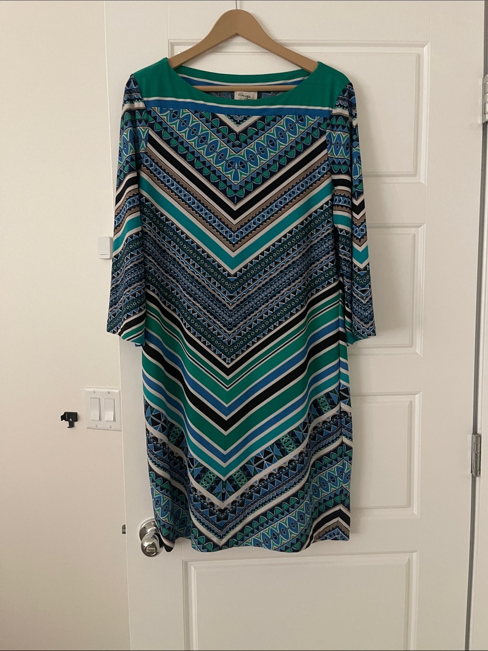 Women’s Teal & Blue Patterned Shift Dress